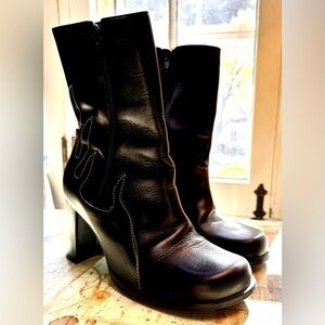Harley-Davidson Black Heeled Boots with Flame Detail
